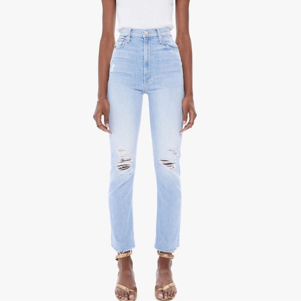 Mother high waist rider ankle fray island afterhours $248